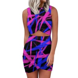Colorful Neon Pain Mini Dress Sleeveless Splatter Pattern Vintage Dresses Summer Ladies Street Wear Bodycon Dress Big Size 5XL