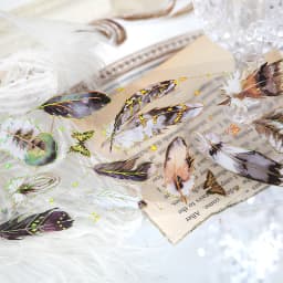 3sheets dragonfly feathers birds marine creatures hot stamping PET stickers DIY handmade materials scrapbooks decorative