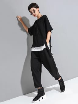 [EAM] High Elastic Waist Black Pleated Long Wide Leg Trousers New Loose Fit Pants Women Fashion Tide Spring Summer 2026 1U320