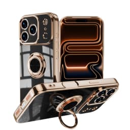 Plating Metal Ring Phone Case For iPhone 17 16 13 12 11 Pro Max Mini Silicone Cases For iPhone Air 15 14 Pro Max 16 Plus Cover
