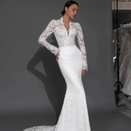 Lace Wedding Dress Customized V Neck Mermaid Bride Dresses Long Sleeve Luxury New Bridal Gowns Elegant Vestidos De Novia