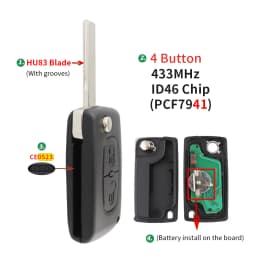 2 Button 433Mhz ID46 PCF7961 Chip For Peugeot 207 307 308 407 607 For Citroen C2 C3 C4 Berlingo Picasso Remote Car Key ASK/FSK
