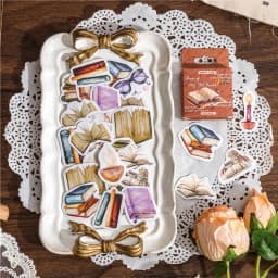 46Pcs Retro Book Collection Stickers Set Decorative Scrapbooking Labels for Diary Journal Planner Album Phone Stationery