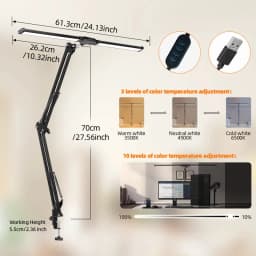 LED Desk Lamp with Clamp Eye-Caring Dimmable Table Lamp for Office Reading Lighting Bar Monitor Lamps Double Head Desk Lights