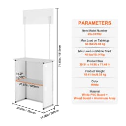 SucceBuyPromotion Counter Table Portable Tradeshow Podium Table Display Exhibition Counter Stand Booth Fair Pop Up Podium Table