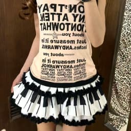 Subculture black and white piano key puffy versatile skirt punk rock mid-vintage style slimming and anti-exposure short skirt