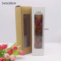 10pcs 5cm Series Size Rectangular Gifts Window Packaging Boxes 5x5x8/10/12/15/20cm Paper Box White Home Party Supplies Box