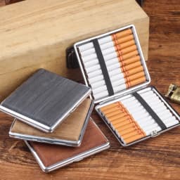 20 pack Leather Cigarette case creative personalized imitation wood grain Coarse tobacco men portable cigarette box accessories