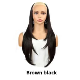 22/24Inch Synthetic V-shaped Layered 4 Clips Long Straight Hair Extension Fashion Invisible Hairpiece Wig for Women