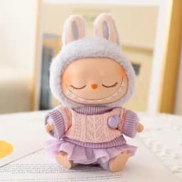 Mini Doll'S Clothes Outfit Accessories for 15-17cm Ropa Labubu & 10cm Cotton Doll Love Hoodie Pink Yarn Skirt Clothing no doll