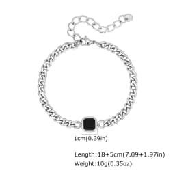 Vnox 5/7mm Width Adjustable Chain Bracelet for Men, Stainless Steel Acrylic Six-Sided Polished Jewelry Gift for Husband Son Him