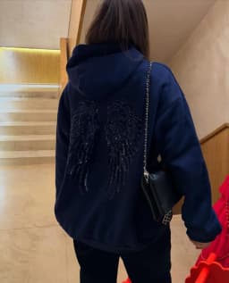 Shiny Wing Hip Hop Pattern Embroidery Aesthetic Hoodies Y2k Oversized Loose Clothes Pullover Sweatshirt Street Women Clothing