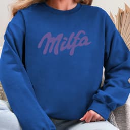 Milfa Purple Art Letter Design Woman Pullover Trendy Fleece Sweatshirt Autumn Casual Clothes Crewneck Sportswear Fashion Tops