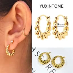 Pave Micro Crystal North Star Hoop Earrings Punk 925 Sterling Silver Ear Needle Twist Gold Earrings For Women Minimalist Jewelry