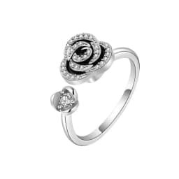 SMJEL Flower Shiny Rhinestone Rotatable Fidget Spinner Ring for Women Anti Anxiety Butterfly Animal Design Anti Stress Accessory