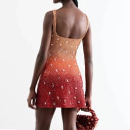 New Temperament Sequin Slim Evening Dress Casual Square Collar Pearl Design Dress Summer Hollow Sleeveless Suspender Club Dress