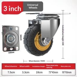 1Pcs Soft Elastic Rubber Caster 3/4 Inches Universal Caster Wheels Profile Castor Wheels With Brakes Floor Marks Silent Casters