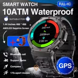 2025 New Military Bluetooth Call Smart Watch Built-in GPS Compass Barometric Altimeter 10ATM Waterproof Sports Smartwatches Men