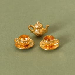 1:12 Doll House Miniature Metal Tea Set/Wine Set Model Doll House Furniture Miniature Dining Ware Toy Teapot Cup Plate