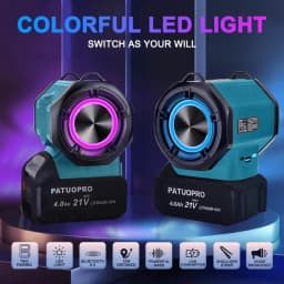 PATUOPRO Cordless Bluetooth Speaker Box Portable Wireless Surround Player Loudspeaker Compatible Makita 18V Battery(No Battery)