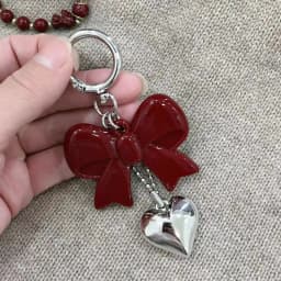 Cute Spring Buckle Red Love Key Chain Acrylic Fashion Bow Pendant Keychain Creative Bag Hanging Decoration Bag Accessories