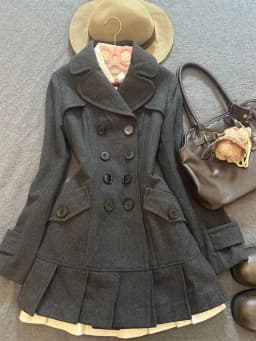 Fashionable retro Harajuku Y2K brown trend double-buttoned women's autumn/winter new style slim-fit designable hooded coat emo