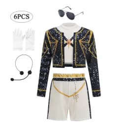 New Girls 3 PCS Set Halloween Cosplay Top Jacket Skirt Shorts Dance Role Play Singer Show Outfit Stage Performance Costume