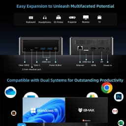 Bmax B9 Power Barebone Mini PC Intel Core I9-12900H 14 Cores up to 5.0GHz 24GB RAM 1TB SSD WiFi 6 Bluetooth 5.2 Mini PC