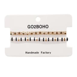 Go2BoHo Black White Bracelet Set for Couple Miyuki Tila Bead Jewelry 2pcs/lot Stretch Bracelets for Women Valentine's Day Gifts