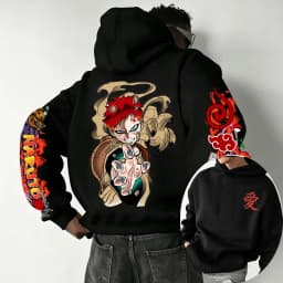 Naruto Gaara 2026 Spring and Autumn New Cartoon Anime Harajuku Y2K Street Fashion Couple Hooded Sweatshirt