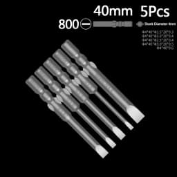 800 Slotted Electric Screwdriver Bit S2 Alloy Steel 4mm Round Shank Magnetic Flat Head Drill Bit Screw Driver Bit