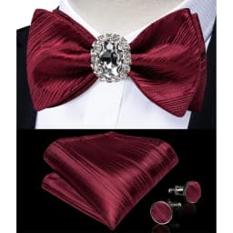 Classic White Selr-tie Bowtie with Ring Pocket Square Cufflinks Set Fashion Solid Men's Bow Tie for Wedding Groom Business Knots