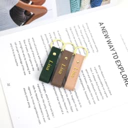Custom Name Solid Color Safayano Pattern PU Leather Family Key Chain Christmas Birthday Gift Car Key Chain
