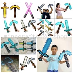 30~45cm Minecrafte Foam Sword Blue Purple Grey Axe MC Shovel Diamond Pickaxe Yellow Sword My World EVA Toy for Outdoor Cos Toys