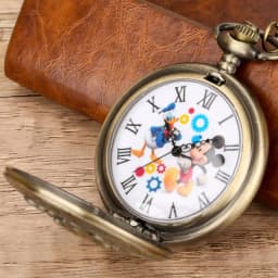 Bronze Anime Clock Comic Cartoon Quartz Pocket Watch  Pendant FOB with 80cm Necklace/30cm Waist Hook Chain Antique Clock for Men