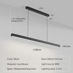 Modern LED Pendant Light Minimalist Lines High-End Feel For Restaurants Offices Conference Rooms Long Strip Lighting Fixtures