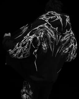 Men Unique Gothic Dragon Thorn Print Zip Up Hoodie Soft Cotton Like Fabric Oversized Long Sleeve Loose Punk Y2K Sweat Jacket