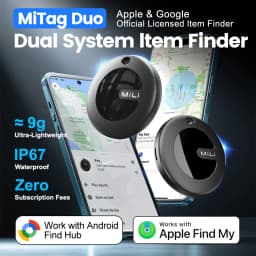 Dual System MiLi MiTag Smart Location Tag Bluetooth GPS Tracker Locator Keys Finder Works With Apple Find My & Google Find Hub