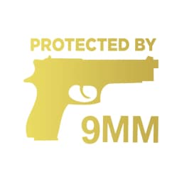 Protected By The Gun 9MM Bumper Vinyl Car Sticker Gun Ammo Decor