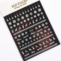 Sliver Bronzing 3D Christmas Nail Art Decoration Sticker Sparkly White Colorful Glitter Geometry Snowflake Winter Slider Foil