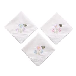 Ladies Cotton Embroidery Handkerchiefs Womens Soft Solid Candy Color Flowers Lace Edging Hankies for Wedding Party