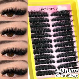 GROINNEYA Lashes Clusters Fluffy Volume Lash Clusters Bottom Lashes Wispy Eyelashes DIY Lash Extension Individual Lashes