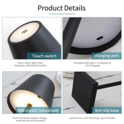 LED Desk Lamp Usb Rechargeable Table Lamp Wireless Touch 3 Color Desktop Night Light Bar Restaurant Creative Ambient Light Decor
