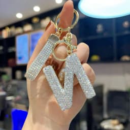Full Rhinestone 26-Letter Keychain, Bling Car Key Ring & Sparkly Bag Charm - Perfect Small Gift