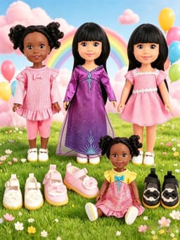 Cute 14" American Doll Clothes 4 Styles Pink Purple Princess Outfits + 3 Pairs 5CM Bow Shoes For 30-35cm Girl Nancy Girl Dolls