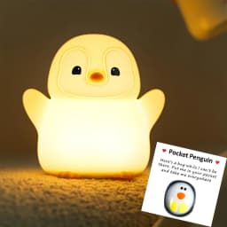 Penguin Night Light, Animal Themed Squishy Silicone Nursery Lamp with Dimming Timing, USB Rechargeable Bedside Nightlight