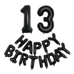 Black 32-Inch Number 1-30 Balloons and 16-Inch 'Happy Birthday' Letter Foil Balloons Set Birthday Party Decoration Supplies