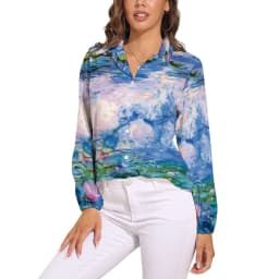 Vintage Flower Print Loose Blouse Irises by Van Gogh Simple Oversized Blouses Woman Long-Sleeve Cute Shirts Autumn Graphic Top