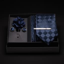 JEMYGINS New Designer Silver Gray Ties For Men Wedding Party Neck Tie Pocket Square Cufflink Pin Gift Box Set Gravat Accessories