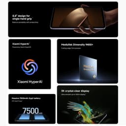 Global Version Xiaomi Pad Mini Tablet MediaTek Dimensity 9400+ Processor 8.8" 3K 165Hz Display 7500mAh Large Battery 67W HyperCh